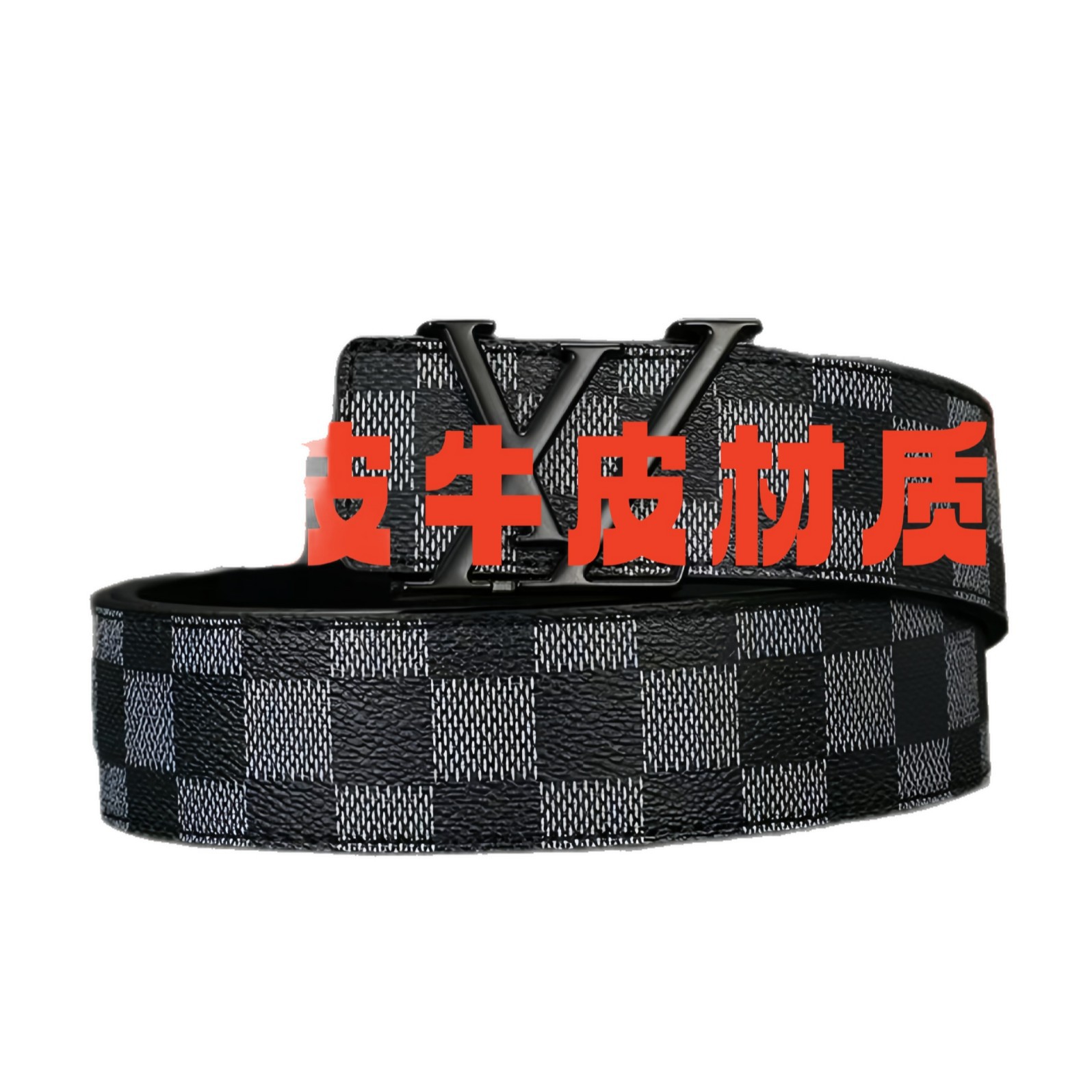 新款男士3.8cm字母XL皮带平滑扣腰带青年裤带男韩版潮流品商务年