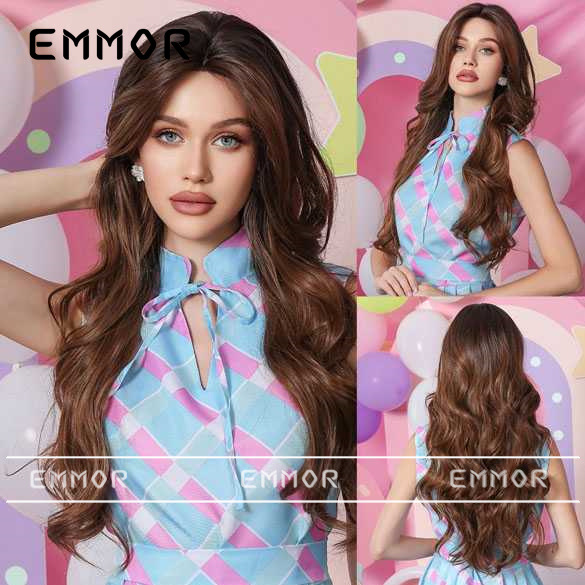 Venta caliente transfronteriza de Amazon, encaje de frente multicolor, ondas grandes, cabello largo y rizado, peluca de moda, cabello completo