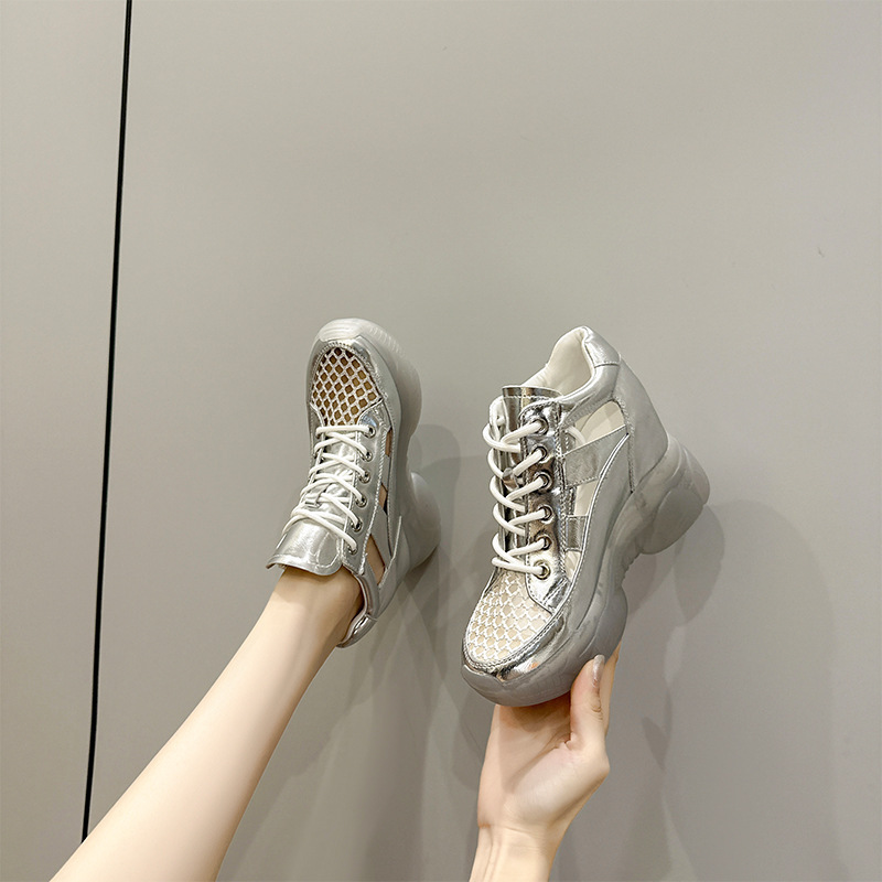 2026 Summer Thin Mesh Breathable Sandals for Women with Hidden Heel, Hollow Design, Versatile Thick-Soled Casual Shoes for Petite Women 2026 Summer Thin Mesh Breathable Sandals for Women with Hidden Heel, Hollow Design, Versatile Thick-Soled Casual Shoes for Petite Women