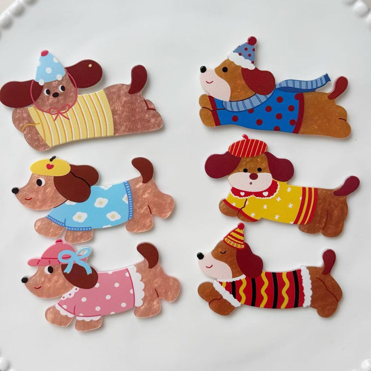 새로운 귀여운 만화 다크 브라운 강아지 아크릴 액세서리 DIY 전화 케이스 패치 헤어핀 헤드웨어 구멍 신발