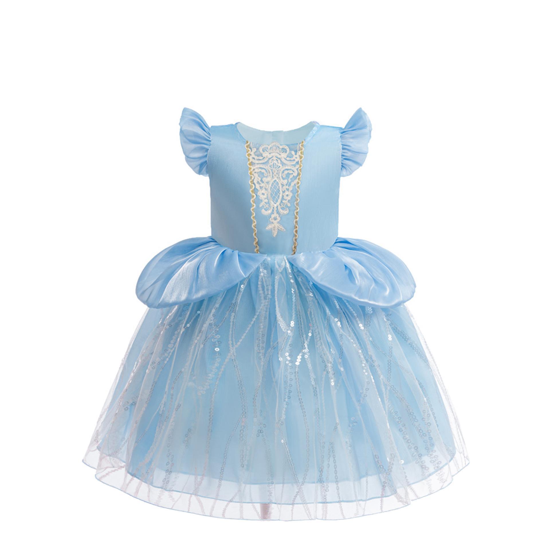 Ropa infantil transfronteriza nueva reina de nieve vestido de princesa de niñas vestido de satin vestido de malla de manga pequeña ropa de personaje image 6