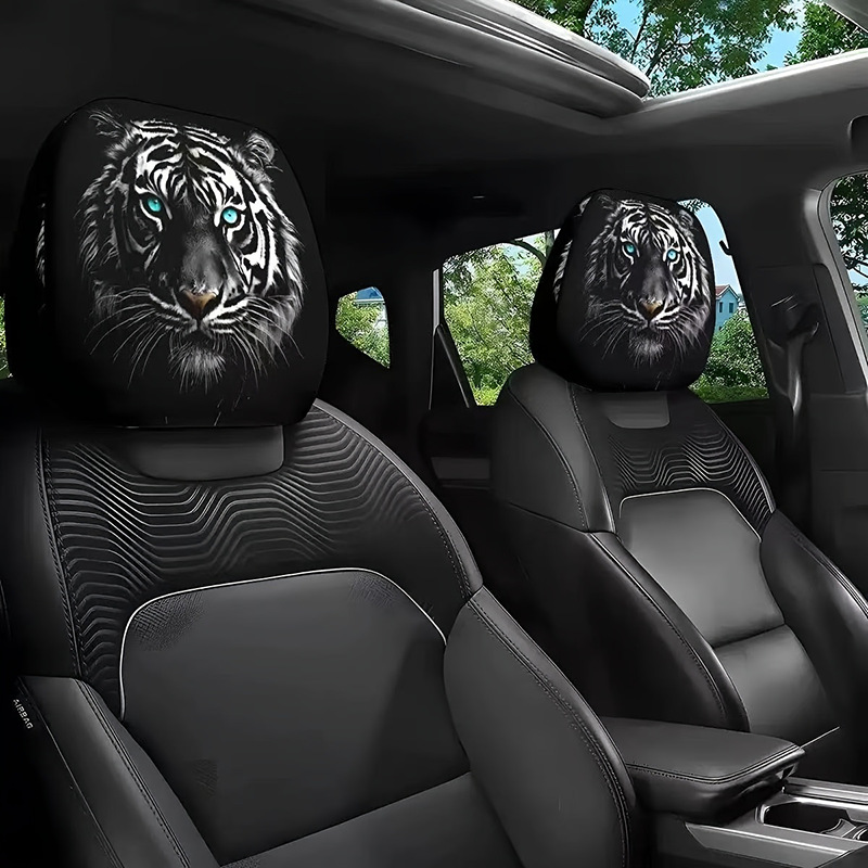 Printed car headrest covers, customizable with logos, available for dropshipping; we can create designs based on your images; suitable for TEMU and Amazon, a popular cross-border product