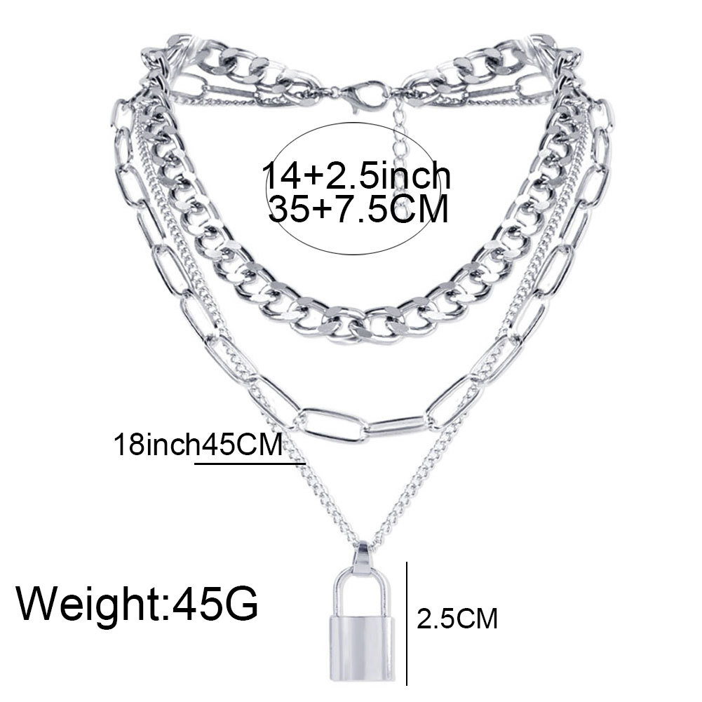 hiphop style thick chain lockshaped pendant necklacepicture1