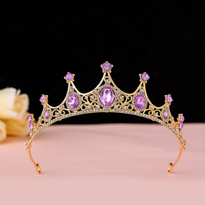 Online Rojo Negro Barroco corona tocado novia estilo coreano 18 años de edad, mujer adulta Ceremonia de cumpleaños princesa Corona al por mayor