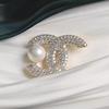 Metal brooch lapel pin, accessory from pearl, European style, flowered, wholesale