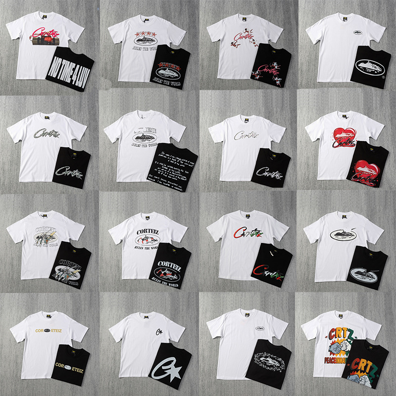 Cross-border Western niche fashion brand Corteiz Devil Island print short-sleeved T-shirt street loose retro casual half-sleeve