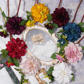 2头大丽花仿真假花束成品人造绢花婚庆地排用花高级造景婚礼布置