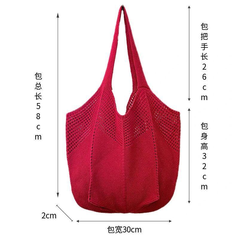 夏季慵懒大容量通勤镂空针织包包女百搭洋气高级感编织包度假风|undefined