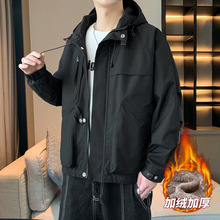 2025新款冲锋衣外套男冬季防风潮牌青少年高街连帽情侣夹克上衣服