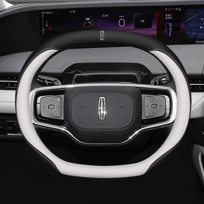 Navigator Steering Wheel Cover 23, Steering wheel cover - lincoln-double-d-type-black-and-white-ultra-thin-model-with-car-logo-default
