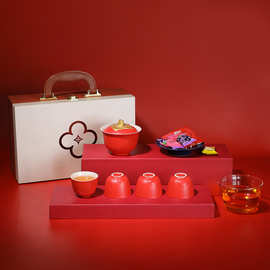 柿柿如意茶具套装礼品套装功夫茶礼盒具盖碗泡茶商务伴手礼盒LOGO