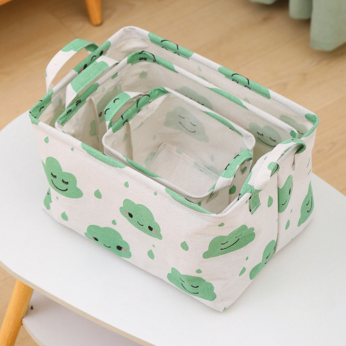 Desktop storage basket cotton and linen folding toy storage box household waterproof dirty clothes storage basket basket dropshipping