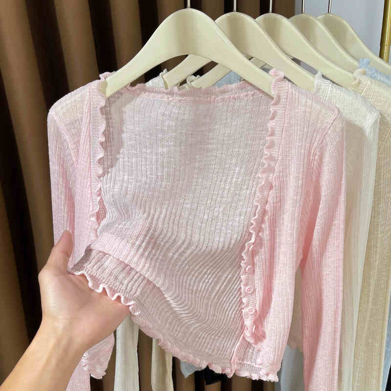 Thin Knitted Cardigan for Women 2026 New Style Paired with a Slip Dress and Worn as a Shawl or Small Jacket, Ice Silk Sun Protection Cover-Up