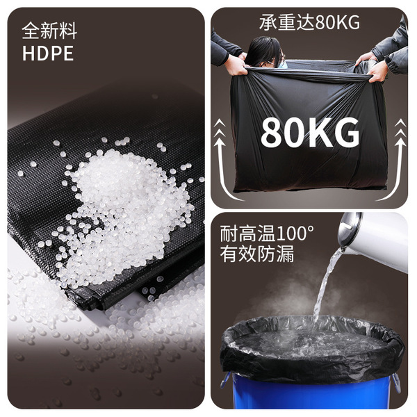Big capacious black garbage bag for commercial use