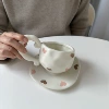 Матовые крупные сердечки, чашка и блюдце 16 см