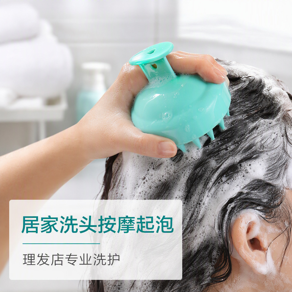 Temu Kopfhaut-Massagebürste Haarwaschgerät Shampoo-Kamm Haarbürste Massagewerkzeug Silikon-Kamm Kopfhautscaler.
