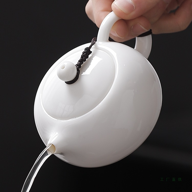 羊脂玉白瓷茶壶家用围炉煮茶泡茶壶中式陶瓷西施壶功夫茶具单壶