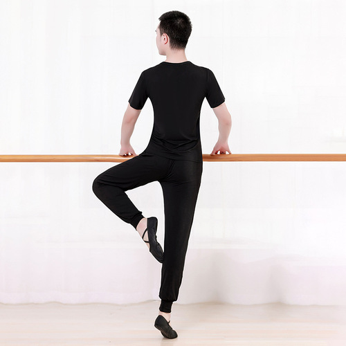 Dance clothing men's suit new practice clothing top modern dance school men's body training clothing black carrot pants
