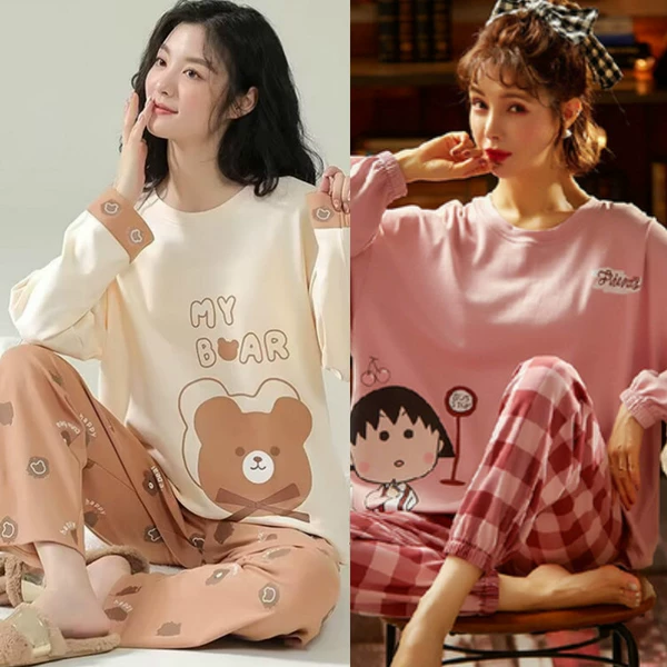 MY Bear + Little Maruko Long Sleeve 2 Top + 2 Pants
