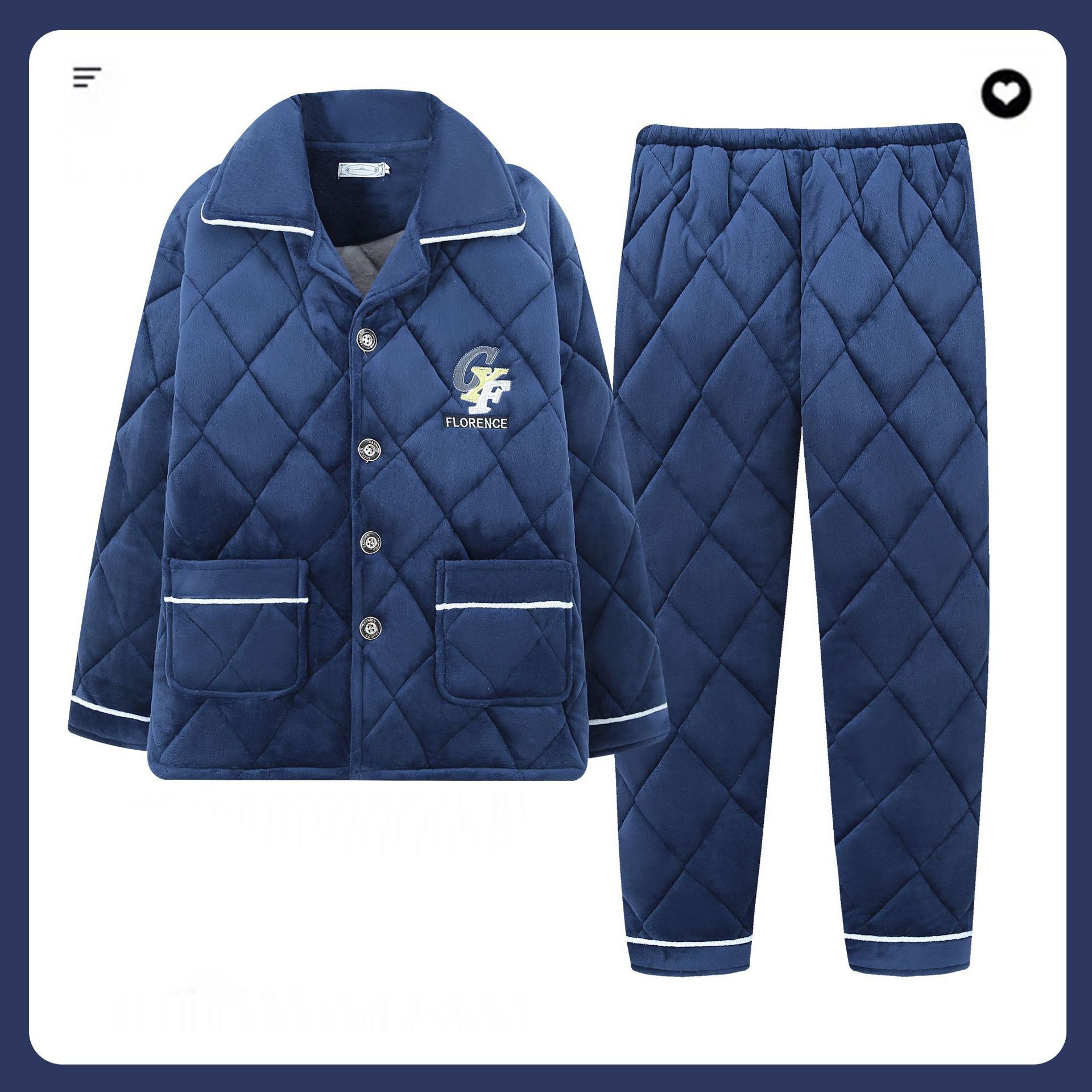 Thickened fleece-lined winter new men's three-layer quilted pajamas cardigan casual outerwear homewear suit plus size