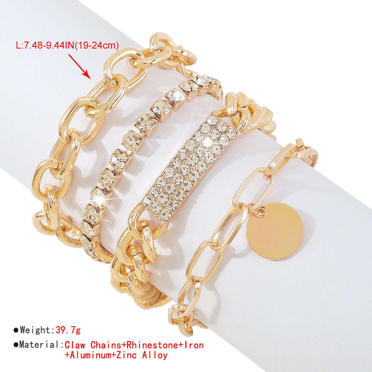 Mode Géométrique Alliage Placage Strass Bracelets 1 Jeu display picture 6