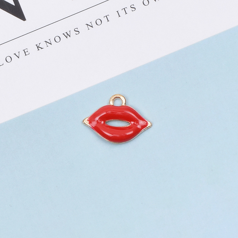 10 Pcs/package Simple Style Lips Alloy Enamel Jewelry Accessories display picture 3
