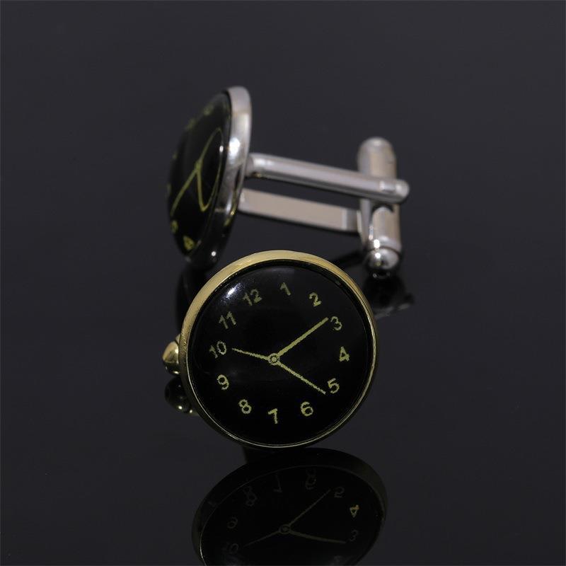 Classic Clock Cufflinks Luxury Timepiece Shirt Accessories_voghion.com