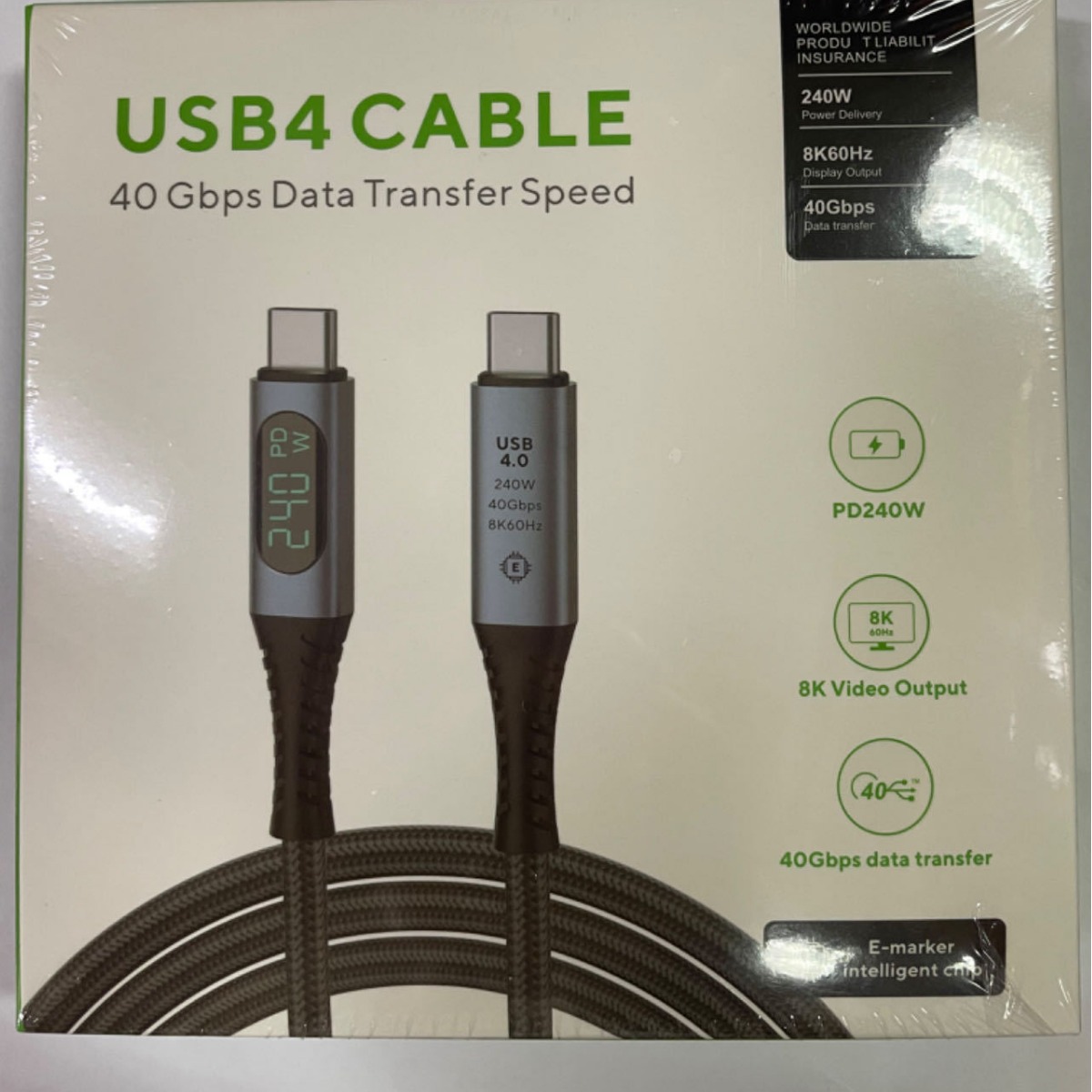 Cable de pantalla digital usb4 PD240W cable de datos Lightning 4 typec de doble cabeza 8K Cable de pantalla de proyección teléfono móvil cable de carga rápida