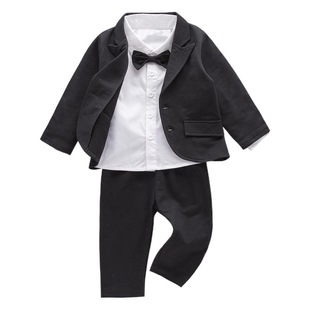 Boy's Long-sleeved Gentleman's Dress Jacket Shirt Trousers Three-piece Set