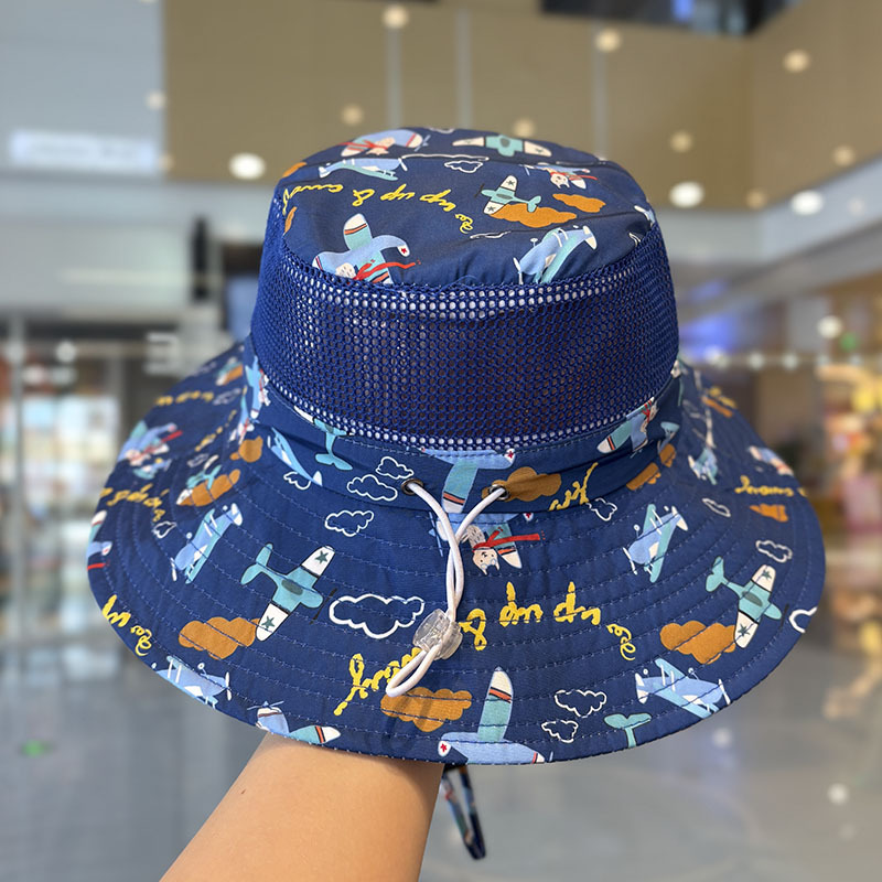 Sombrero de malla de verano para niños, sombrero grande, sombrilla, protector solar, sombrero para el sol transpirable al aire libre para bebés, sombreros de pescador para niños y niñas