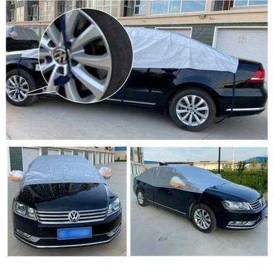 Single-layer Oxford cloth car cover, black, designed for sun protection and heat insulation (Car clothing) - upgraded-thickened-half-cover-sedanpassenger-car-grab-the-deal-huiqi-bright-silver-model-flash-sale-discount