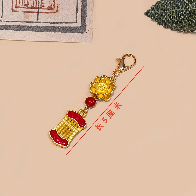 国民スタイル合金竹フレッシュピンクフラワーペンダント中国ベルペンダント古代スタイルチャイナ韓服衣類アクセサリー