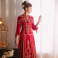 秀禾服冬季新娘龍鳳褂嫁衣2023年新款結婚敬酒服緞面中式婚紗禮服