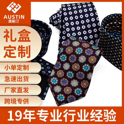 2022 new pattern Europe and America Foreign trade Diamond man Real silk printing necktie customized box-packed Batch Wholesale tie