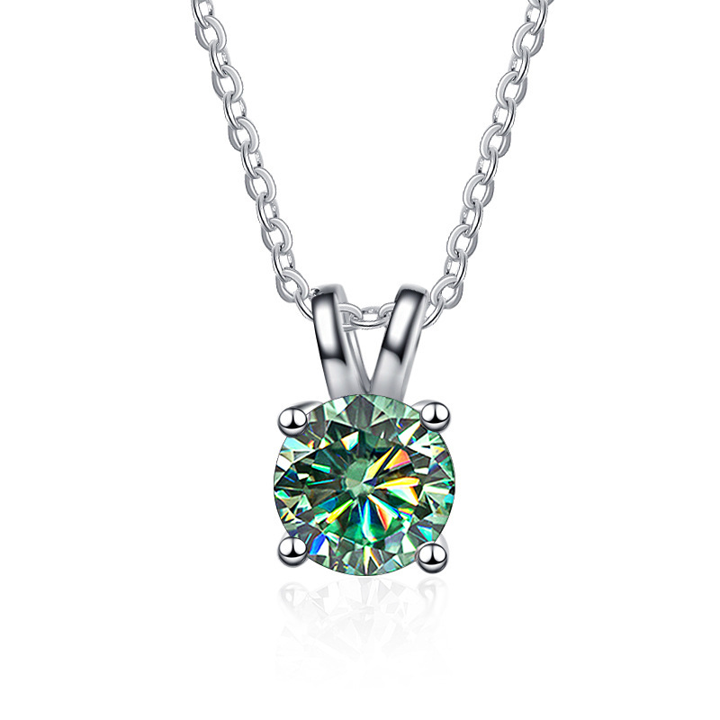 925 Sterling Silver Pendant with PT950 Gold Plated 1 Karat Four-Claw Moissanite for Women2