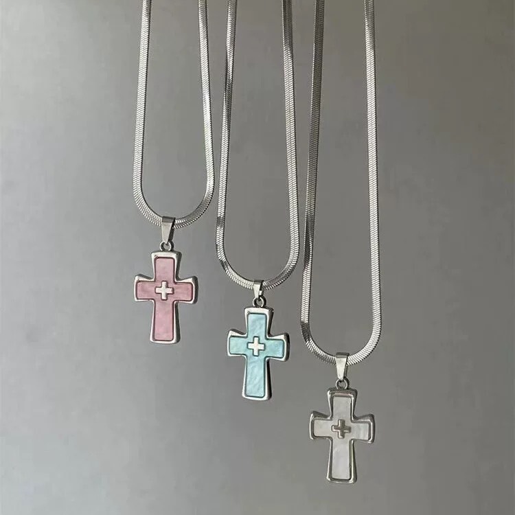Sweet and Cool Y2K Blade Chain Cross Necklace Ins Style Dark Gothic Punk Style Necklace Niche Design Cool Style