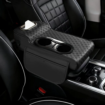 Armrest box pad | Holder Storage Box Tissue Box - high-and-low-water-cup-models-embossed-classic-black