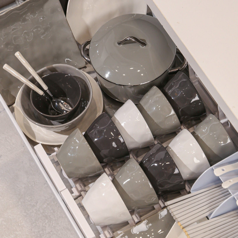 Ins Style Bowls Set, a Complete Set of Household High-End Ceramic Tableware, Dishes and Plates Combination, a Complete Set of High-Value Bowls