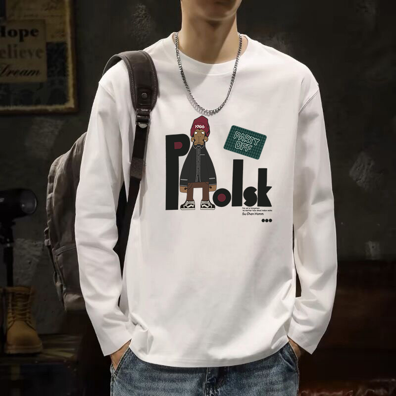 210g Autum Xinjiang Combed Cotton Heavyweight Round Neck Pure Color Long-Sleeved Men's T-Shirt Loose Bottoming Shirt Drop Shipping 210g Autum Xinjiang Combed Cotton Heavyweight Round Neck Pure Color Long-Sleeved Men's T-Shirt Loose Bottoming Shirt Drop Shipping