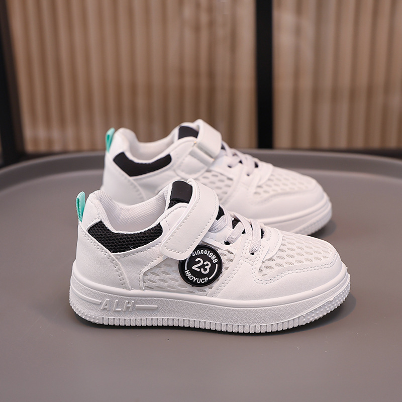 Nuevos zapatos para niños, zapatos deportivos para niños, zapatos de red para niñas, zapatos para niños de comercio exterior, zapatos blancos para niños grandes, transpirables