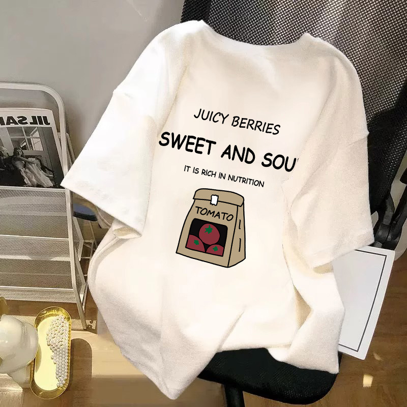 Cotton long fashionable summer short sleeve T-shirt