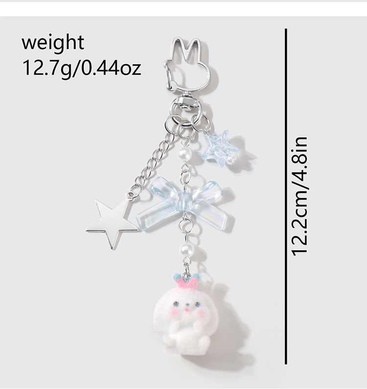 Alloy, Resin, Flocking Material Rabbit, Bow Knot Pattern Unisex Gender Cute, Simple Style Style Cute Simple Style Rabbit Bow Knot Alloy Resin Flocking Unisex Keychain