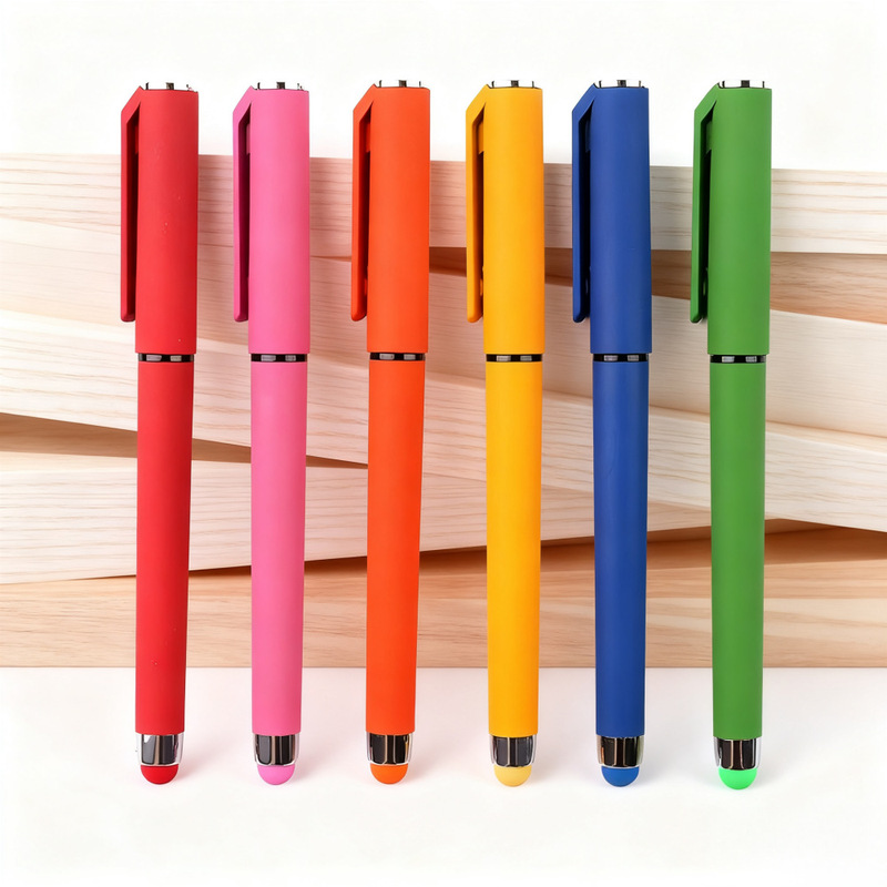 Spray Glue Plastic Orb Pen Touch Screen Pen Multi-Color Spray Glue Pen Corporate Event Gift Custom Logo Gel Pen Wholesale