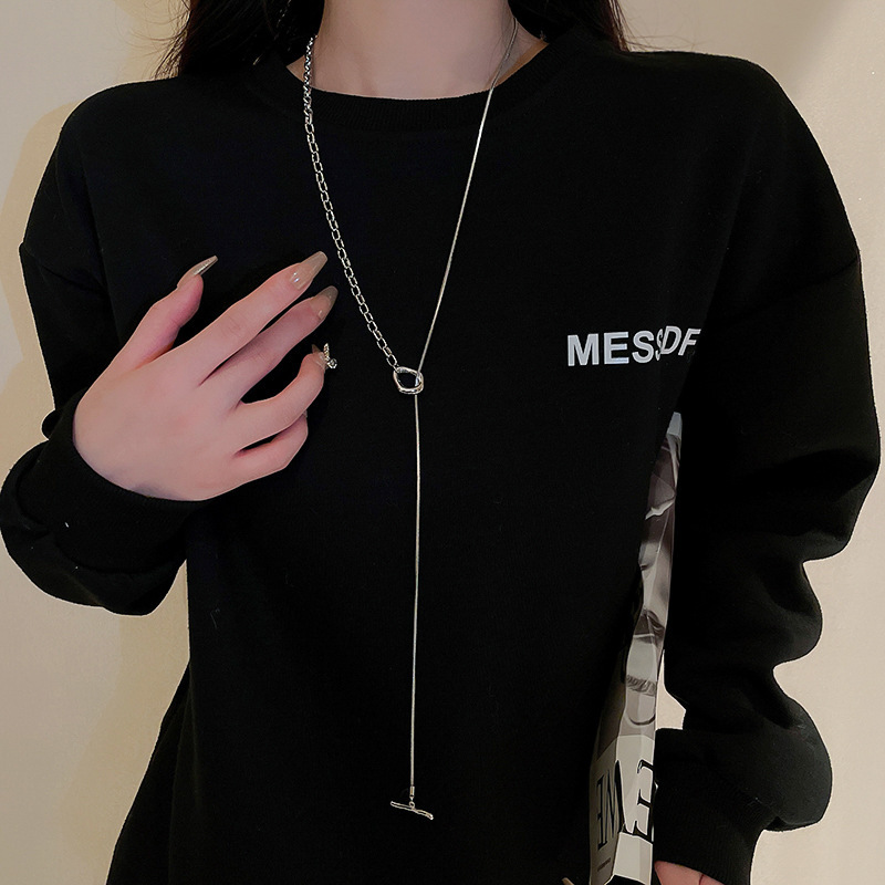 欧美跨境几何水滴高级感项链小众气质冷淡风毛衣链秋冬新款饰品女详情20