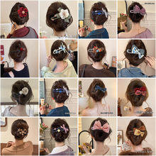 法式复古珍珠扭扭夹高级感精致一字夹后脑勺发卡发夹鸭嘴夹发饰女