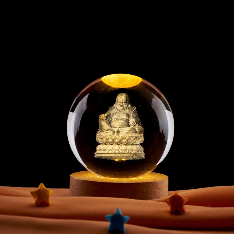 Lámpara de noche de bolas de cristal de loto Zen creativo chino decoración de escritorio decoración del gabinete de entrada decoración del dormitorio regalo