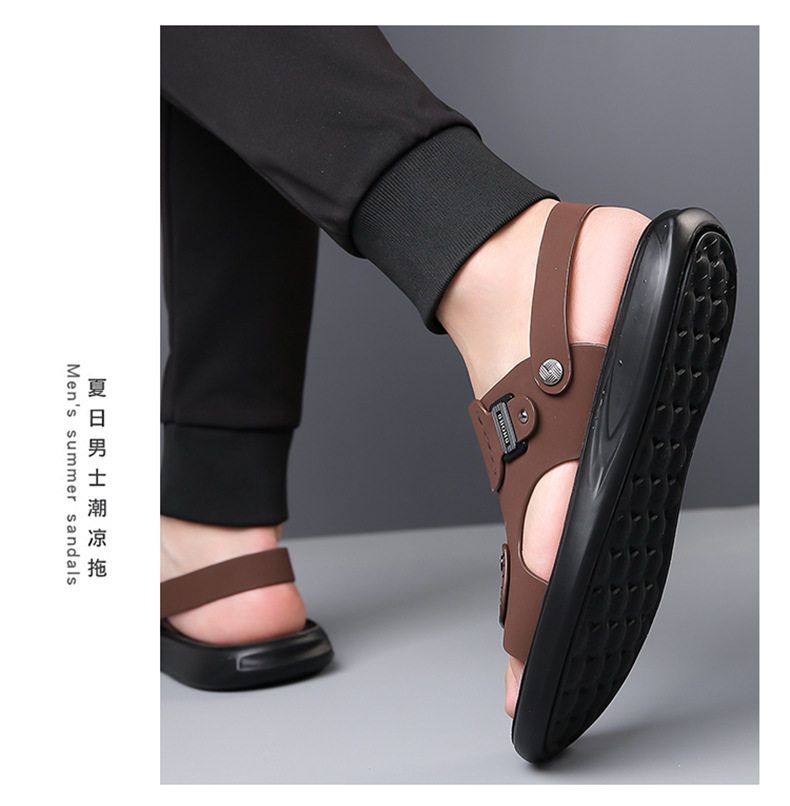 Dép sandal nam quai ngang hở ngón thoáng khí chống trượt đi biển và dạo phố — QS5253 nâu (cỡ giày thể thao), QS5253 đen (cỡ giày thể thao) chi tiết 17