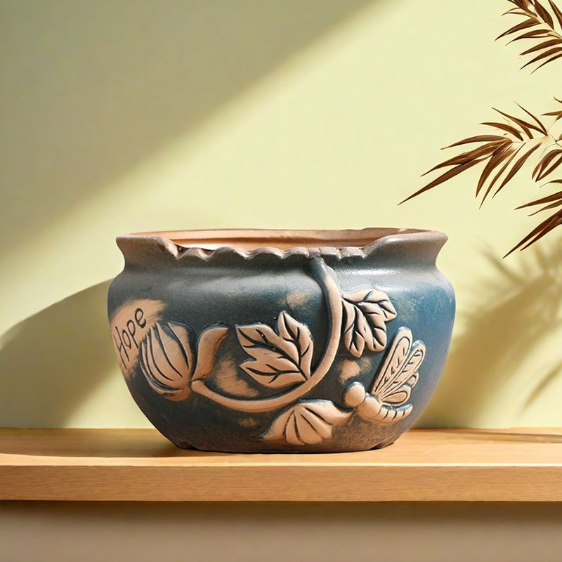 Qunseng maceta de flores de cerámica doméstica maceta de cerámica gruesa de gran calibre maceta de cerámica verde bandeja de flores al por mayor de precios especiales