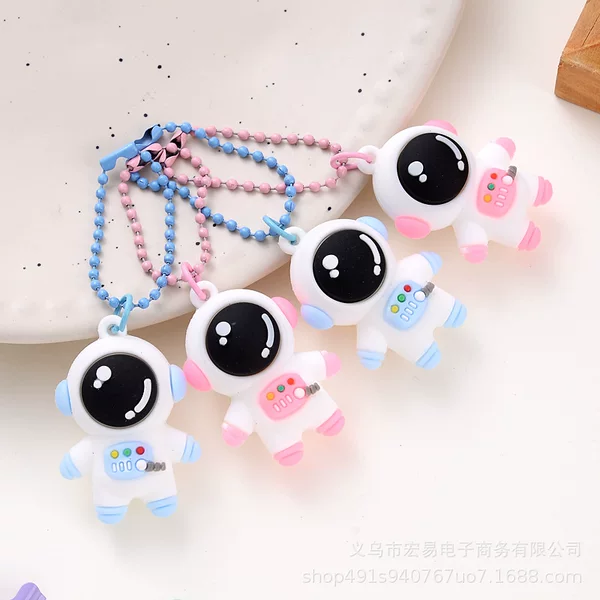 Cartoon Silicone Couple's Space Doll Keychain Pendant Creative Bead Chain Space Bag Pendant