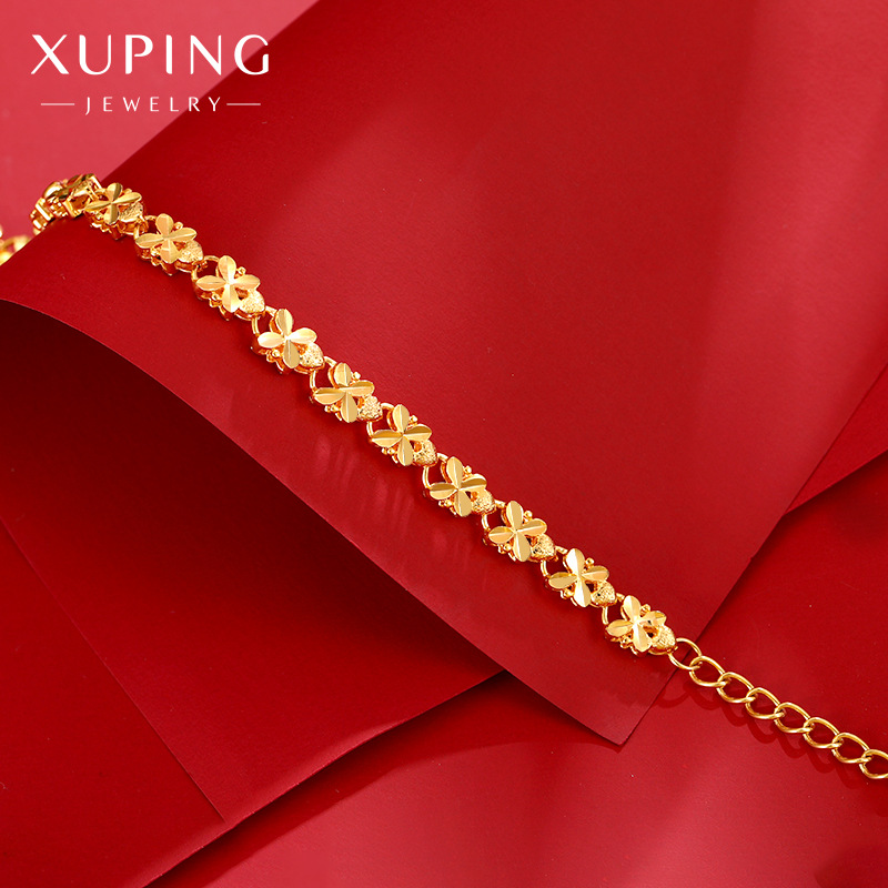 Pulsera de trébol de cuatro hojas – bisutería bañada en oro, estilo vintage, elegante y minimalista